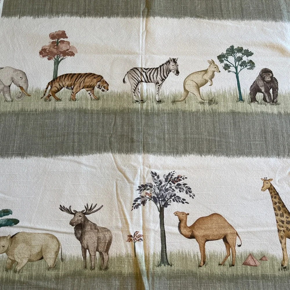 Vintage Waverly Fabric Animal Walk Jungle Safari Childrens Print Nursery Pillows